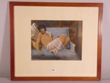 painting of a naked woman sitting on a chair in a room