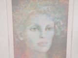 a picture of a painting of a woman with a flower in her hair