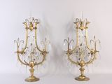 paire de candélabres anciens en laiton et cristal