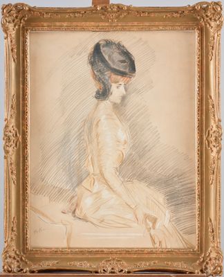 Paul César HELLEU (1859-1927) Jeune femme assise de trois-qu…