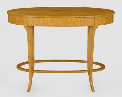 a round table with a wooden top and a wooden base