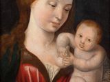 an image of a painting of a woman holding a baby