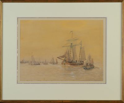 Jean Jules KOERNER (1833-1909) "Marine" aquarelle, SBD.