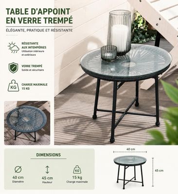 table d'appoint en verre trempé