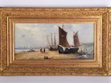 une image d'une peinture de bateaux sur la plage