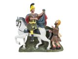figurine représentant un homme à cheval accompagné d'une femme et d'un enfant