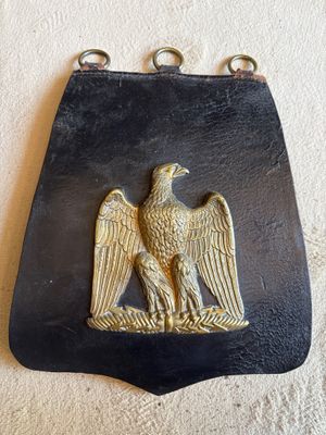 a close up of a metal plaque with an eagle on it