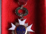 a close up of a medal in a red case on a table