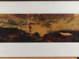 une photo d'un tableau représentant un homme et une femme sur une plage