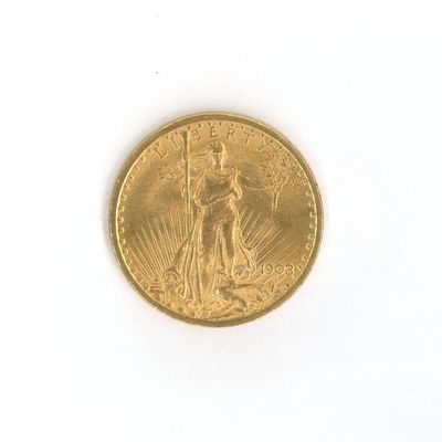 an image of a gold coin on a white surface