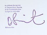 purple ink on a piece of paper with a handwritten poem
