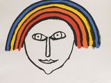 an image of a drawing of a man ' s face with a rainbow in his hair