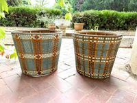 Ensemble de 5 cache-pots en rotin tressé et teinté sur une â… (photo 3)