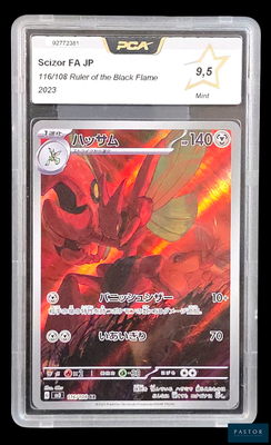 un gros plan d'une carte Pokémon sur fond rouge