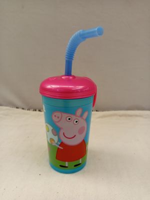 Tasse à bec verseur « Pep le cochon » avec paille et anse