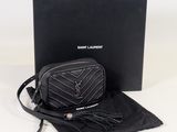 Sac photo matelassé noir Saint Laurent avec pompon