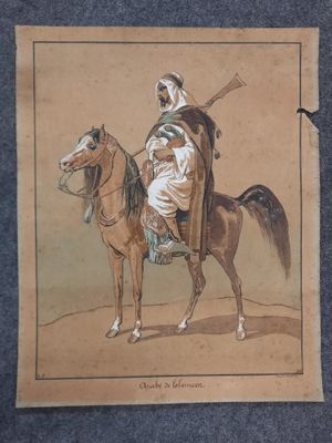 tableau représentant un homme à cheval, une lance à la main