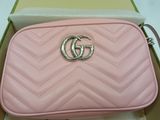 guccissi pink leather wallet with silver gg logo