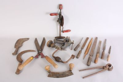 a lot of tools that are laying out on the table