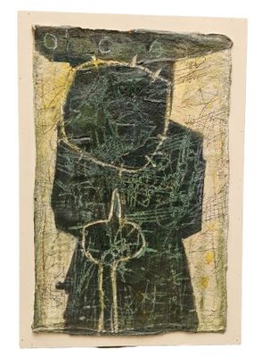 une image d'un tableau représentant un homme avec un chapeau sur la tête