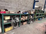 many boxes and boxes on the shelves in the garage