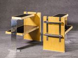 paire de tables d'appoint de style « mid-century modern » avec plateau en verre