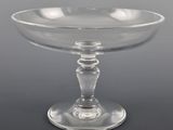 a clear glass bowl on a black table