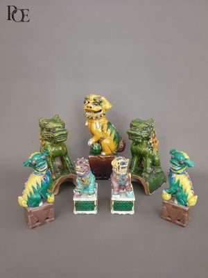 Paire de tuiles faitières en céramique émaillée polychrome e… - Photo 1