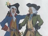 deux hommes vêtus de costumes de pirates, debout l'un à côté de l'autre