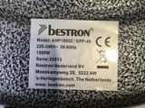 a close up of a black and white object with a label on it