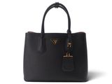 sac cabas Prada en cuir de veau noir avec des finitions dorées