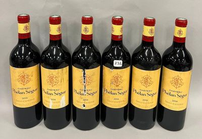 six bouteilles de vin rouge sont alignées