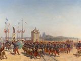 an image of a painting of a group of people on a street