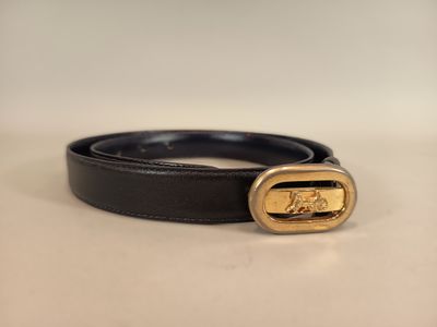 CELINE Paris Ceinture en cuir et boucle en métal doré Taille…