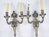 paire d'appliques murales antiques en laiton avec bougeoirs