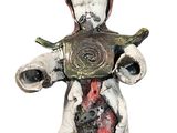 statue of a woman holding a fish on a white background
