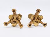 pair of antique brass candlesticks with leaves and acorns