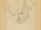 un vieux dessin représentant une jeune fille les yeux fermés