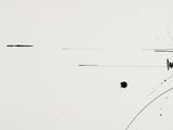 a black and white drawing of a plane flying in the sky
