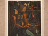 a painting of a man and a woman sitting in a room