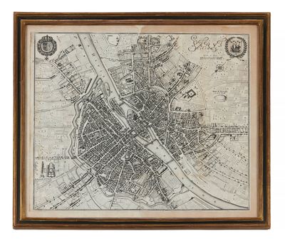 une vieille carte de Londres dans un cadre en bois