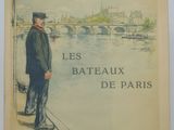 un vieux livre avec l'image d'un homme debout sur un bateau