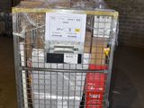 a metal cart with a lot of boxes on top of it