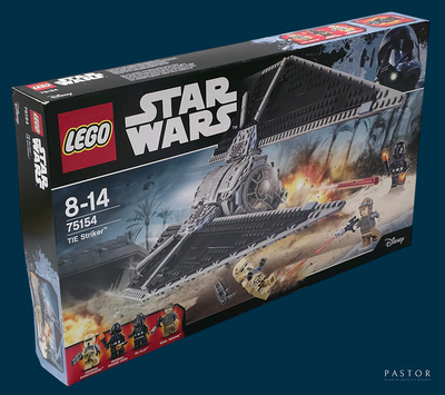 une boîte contenant des sets Lego Star Wars sur fond bleu