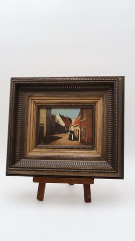 Ecole du Nord 20ème « Rue animée ». Huile sur panneau. Monogrammé...
