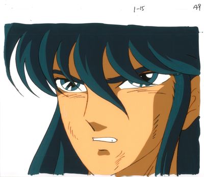 an image of a close up of a person ' s face with blue hair