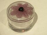 un petit bocal en verre contenant une fleur