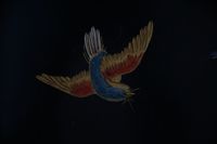 Secrétaire à abattant en bois laqué noir à décor d'oiseaux b… (photo 4)