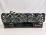 a close up of a computer power supply unit with four fans