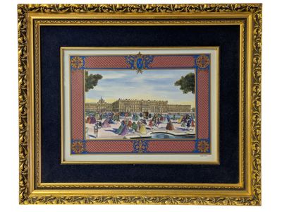 une peinture représentant des personnes assises dans un parc